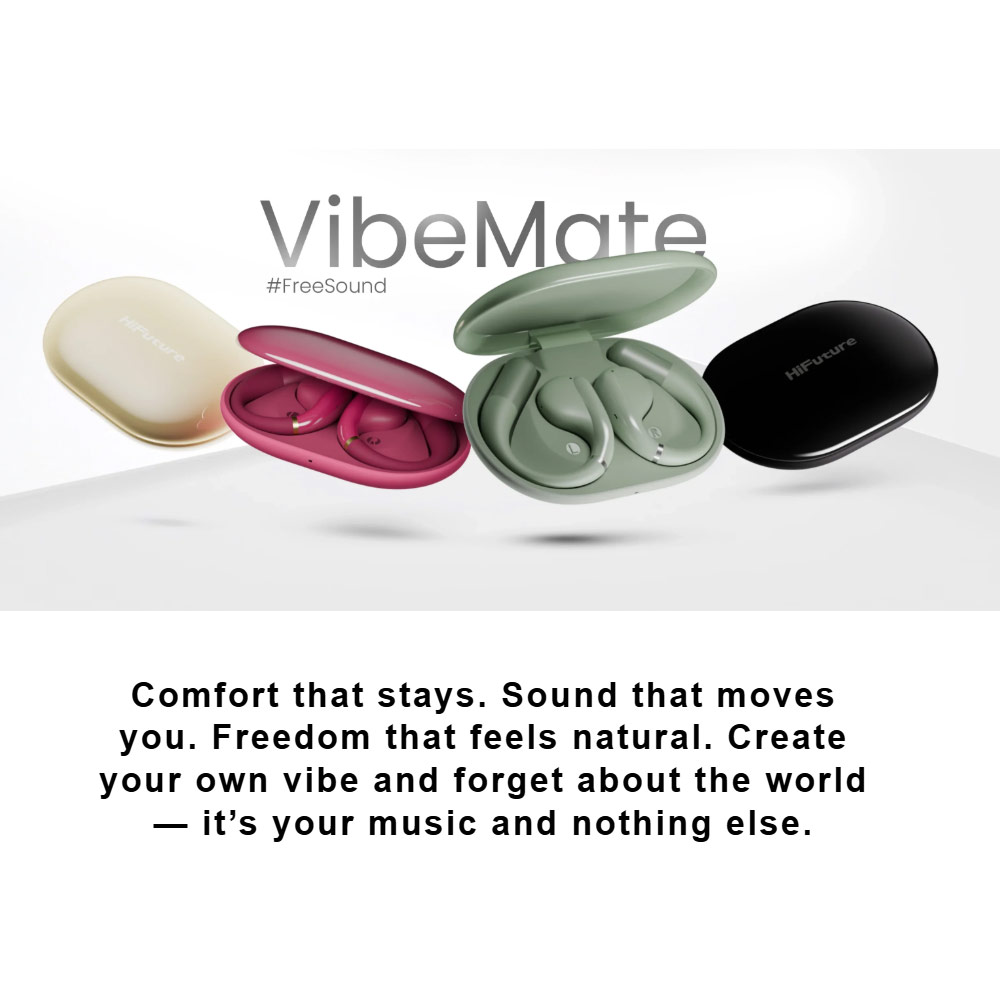 Picture of HiFuture VibeMate Premium Bluetooth 5.4 Comfort Open Ear Headphones Waterproof with ENC Noise Cancellation (Hot Pink)