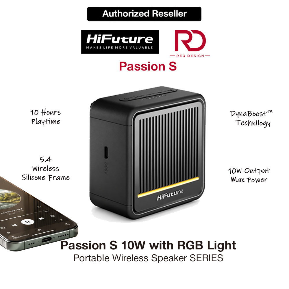 Picture of HiFuture Passion S 10W Portable Bluetooth Wireless Speaker with RGB Light - Black Red Design- Red Design Cases, Red Design Covers, iPad Cases and a wide selection of Red Design Accessories in Malaysia, Sabah, Sarawak and Singapore 