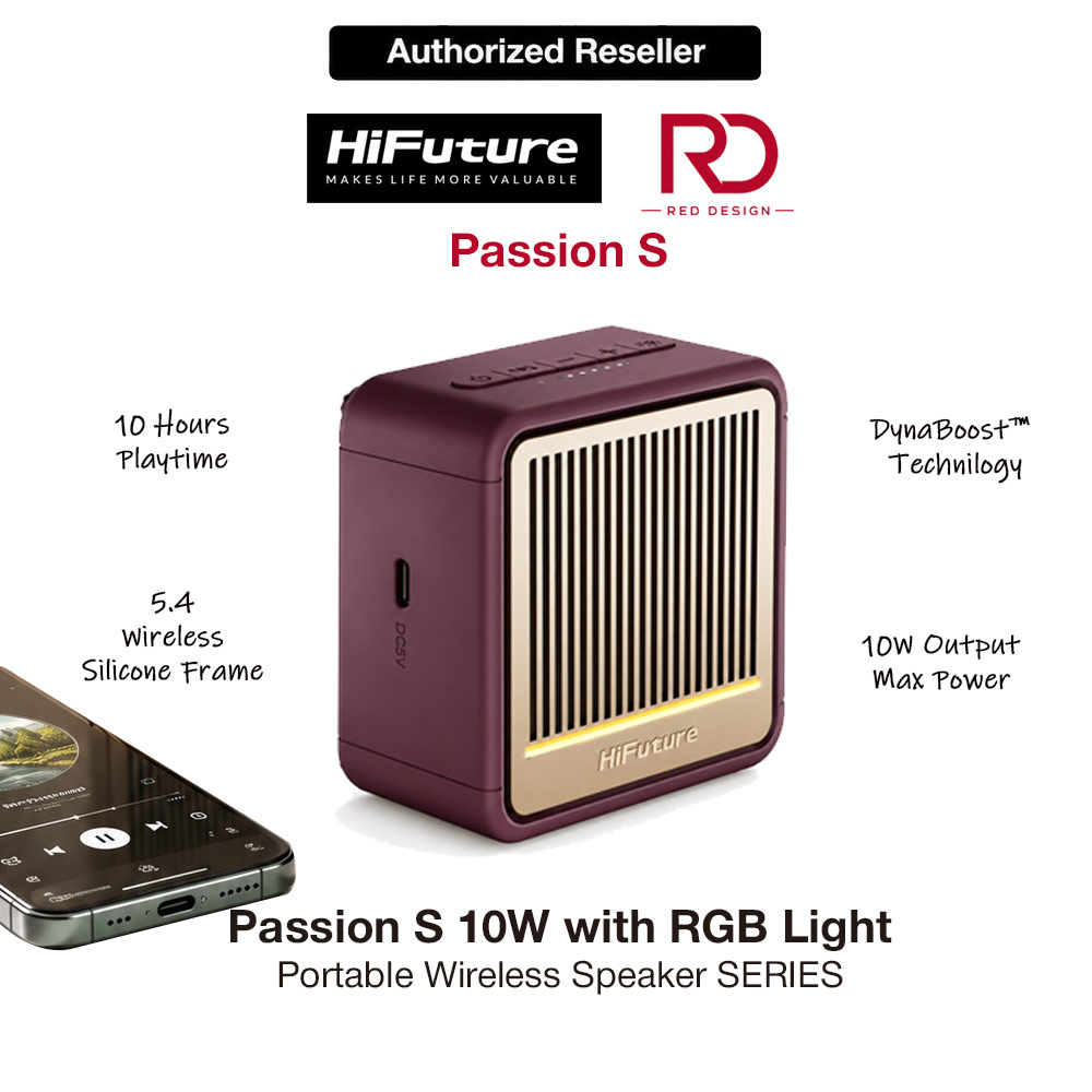 Picture of HiFuture Passion S 10W Portable Bluetooth Wireless Speaker with RGB Light - Burgundy Red Design- Red Design Cases, Red Design Covers, iPad Cases and a wide selection of Red Design Accessories in Malaysia, Sabah, Sarawak and Singapore 