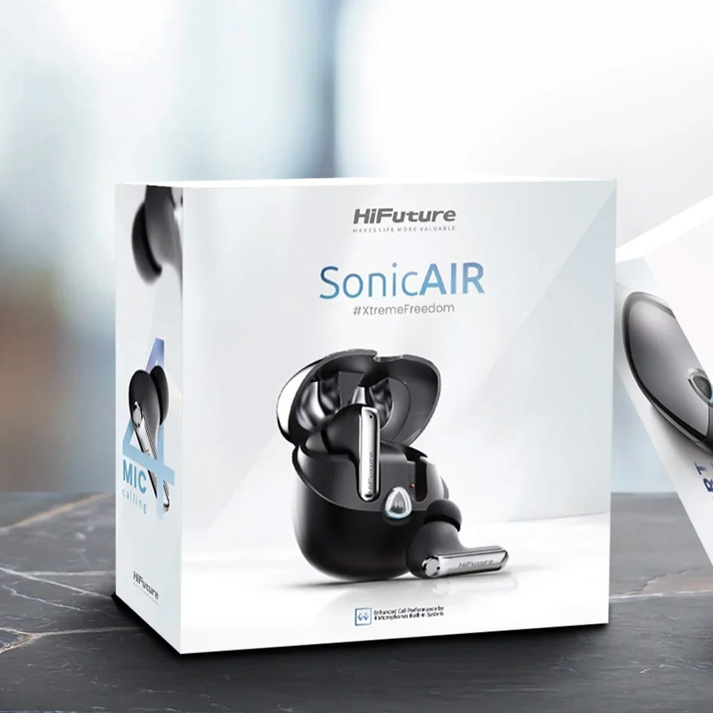 Picture of HiFuture SonicAir Bluetooth 5.3 Comfort Fit TWS Earbuds Waterproof with ENC Noise Cancellation Soft Bass Long Hours (Black)