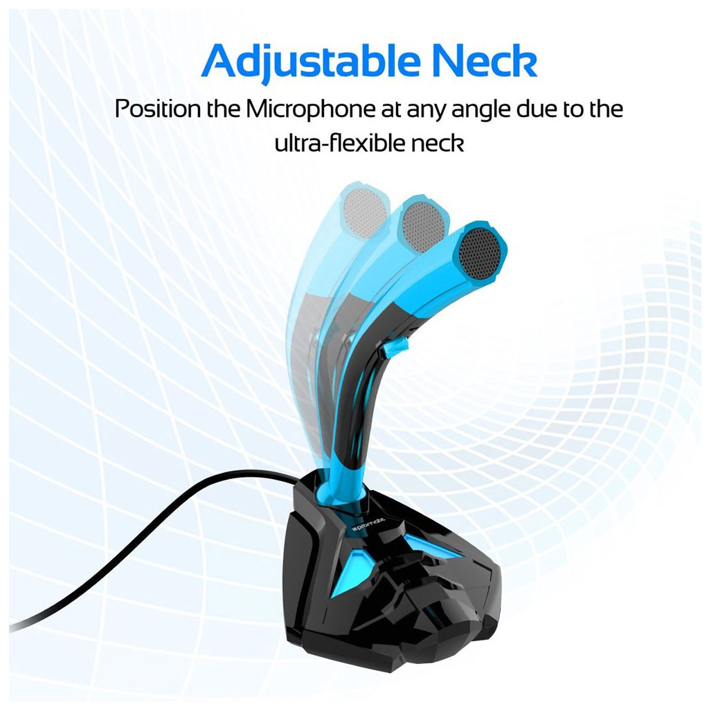 Picture of Promate Desktop Microphone Professional Digital 3.5mm Jack Microphone Stand with Adjustable Neck for Laptop PC Gaming Skype Audio Recording Tweeter-4 (Blue)