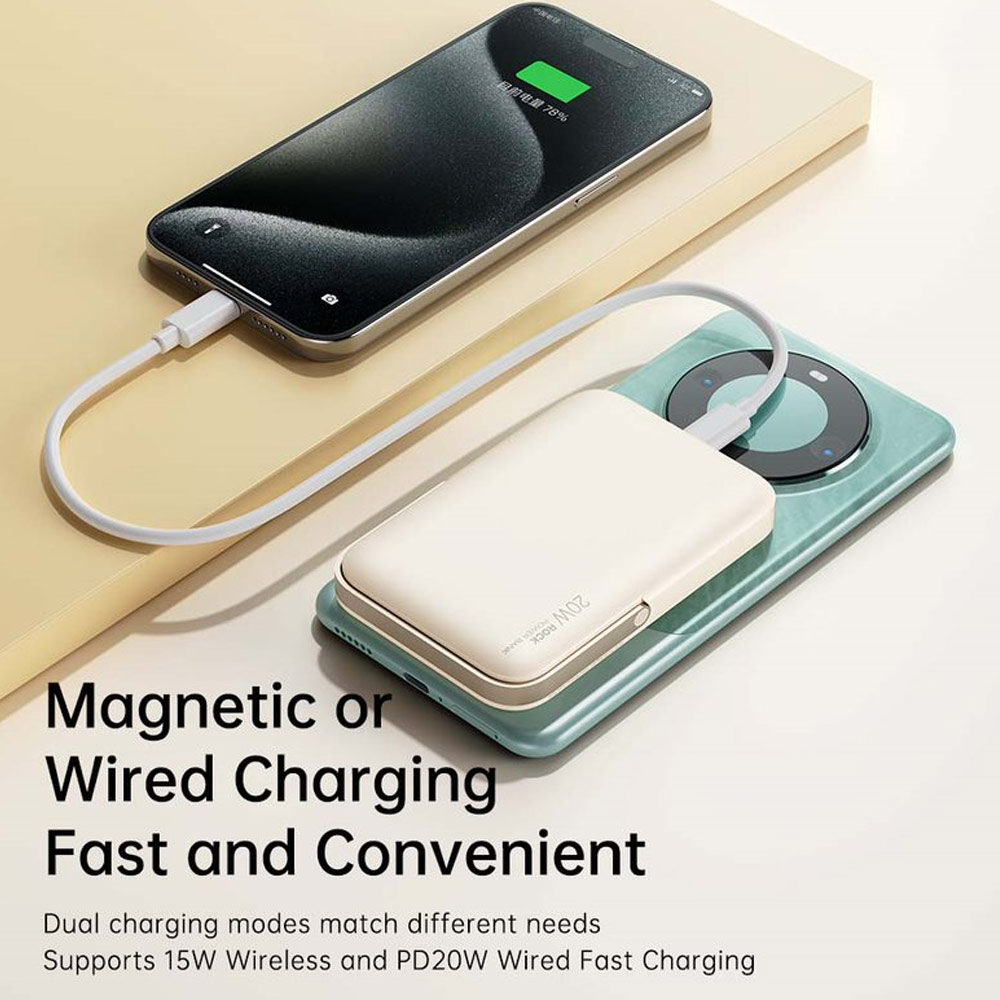 Picture of Rock P20 SE PD20W 15W Magnetic Wireless Charging Fast Charge 10000mAh Travel Portable Small Palm Size Compact Mini Power Bank powerbank Stand Holder (Green)