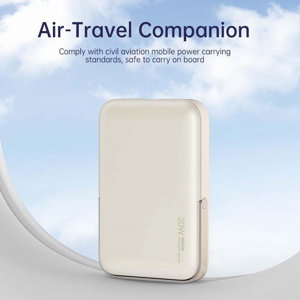 Picture of Rock P20 SE PD20W 15W Magnetic Wireless Charging Fast Charge 10000mAh Travel Portable Small Palm Size Compact Mini Power Bank powerbank Stand Holder (Green)