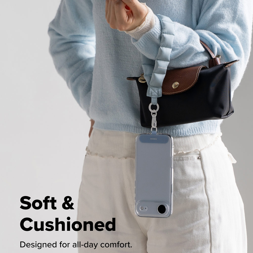 Picture of Ringke Eye Catching Holder Link & Puffer Hand Strap for Phone case (Light Blue)