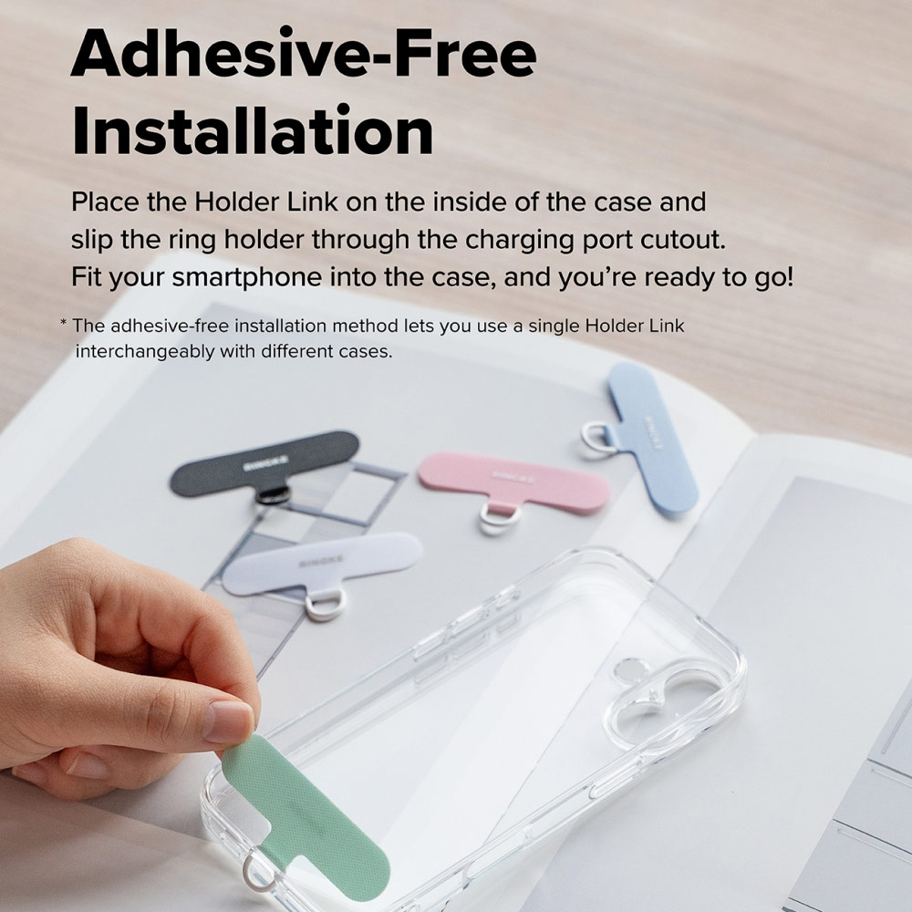 Picture of Ringke Eye Catching Holder Link & Puffer Hand Strap for Phone case (Light Blue)