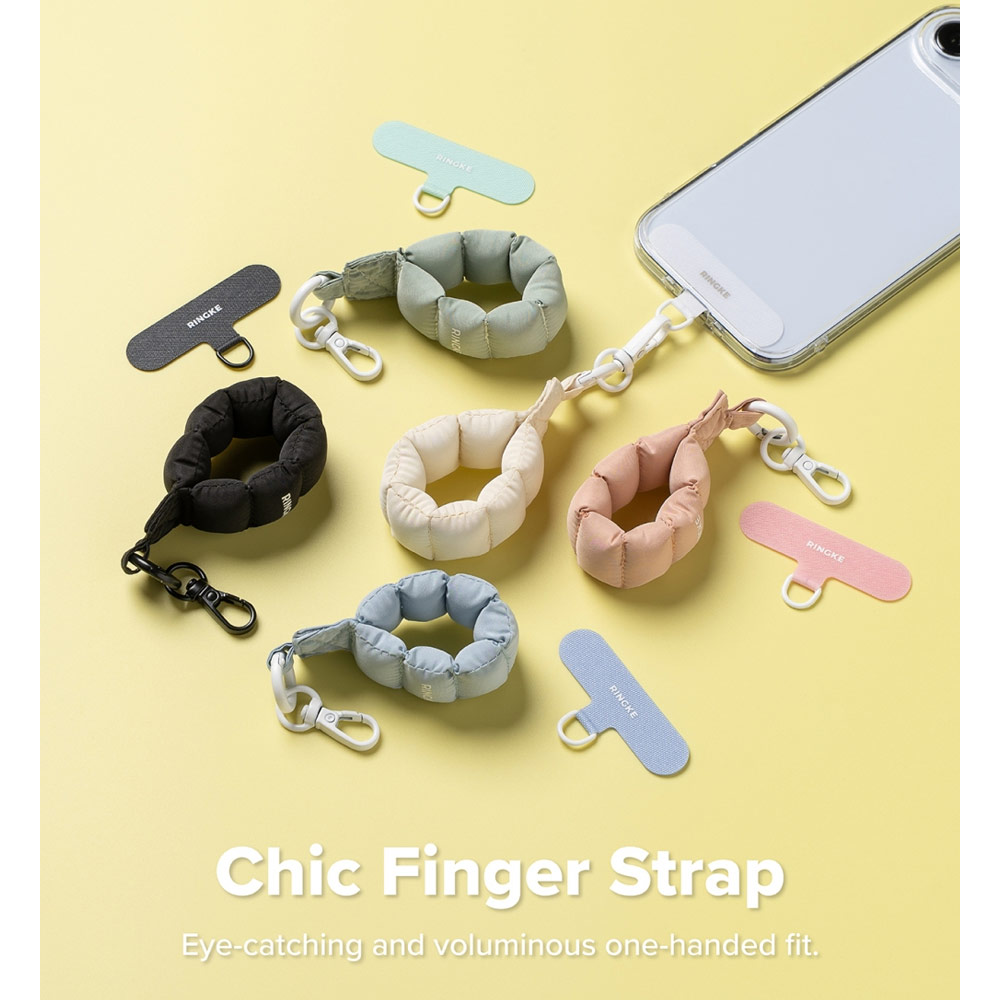 Picture of Ringke Eye Catching Holder Link & Puffer Finger Strap for Phone case (Calm Black)