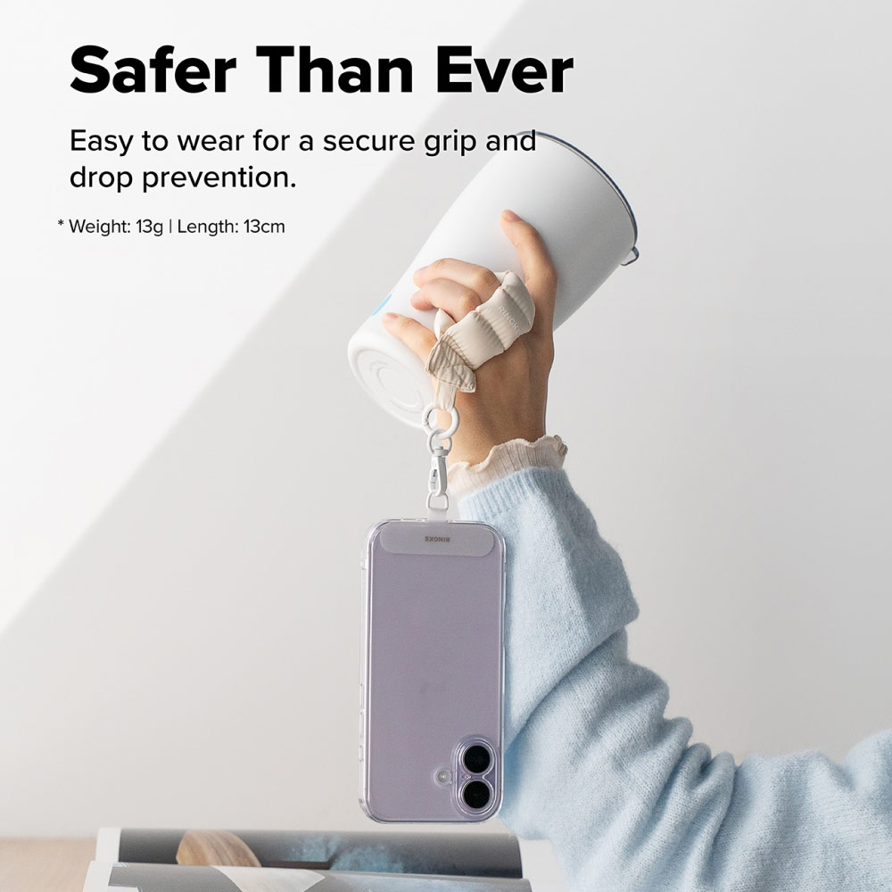 Picture of Ringke Eye Catching Holder Link & Puffer Finger Strap for Phone case (Calm Black)