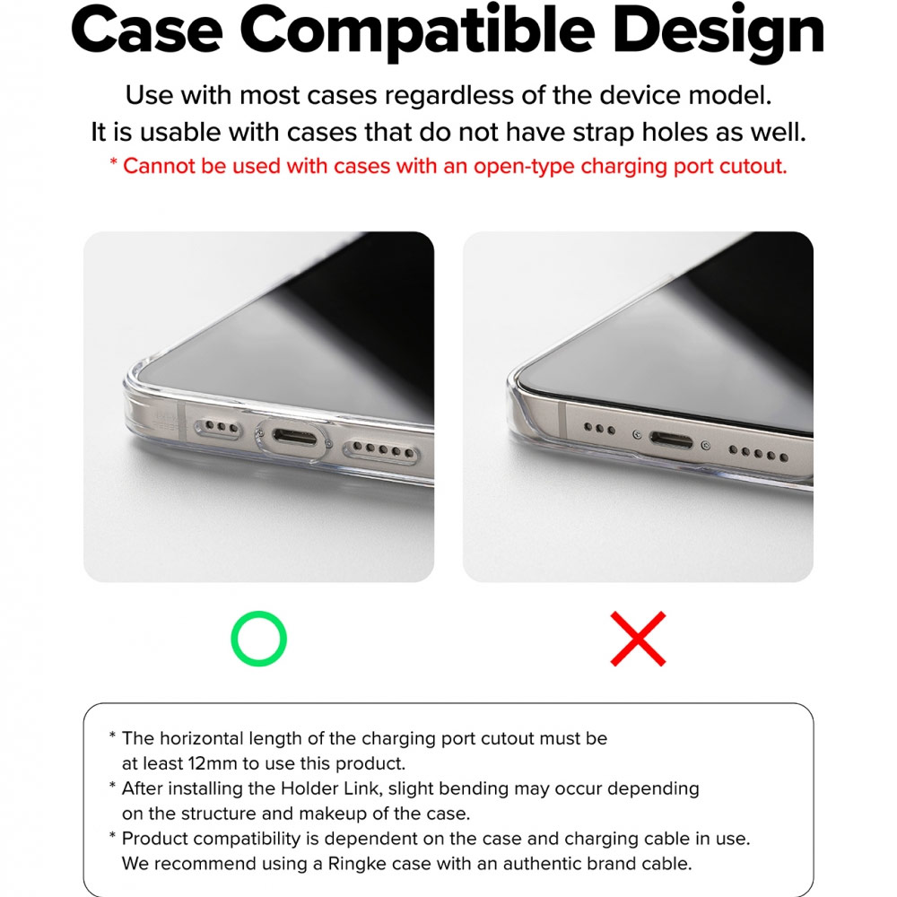 Picture of Ringke Eye Catching Holder Link & Puffer Finger Strap for Phone case (Calm Black)