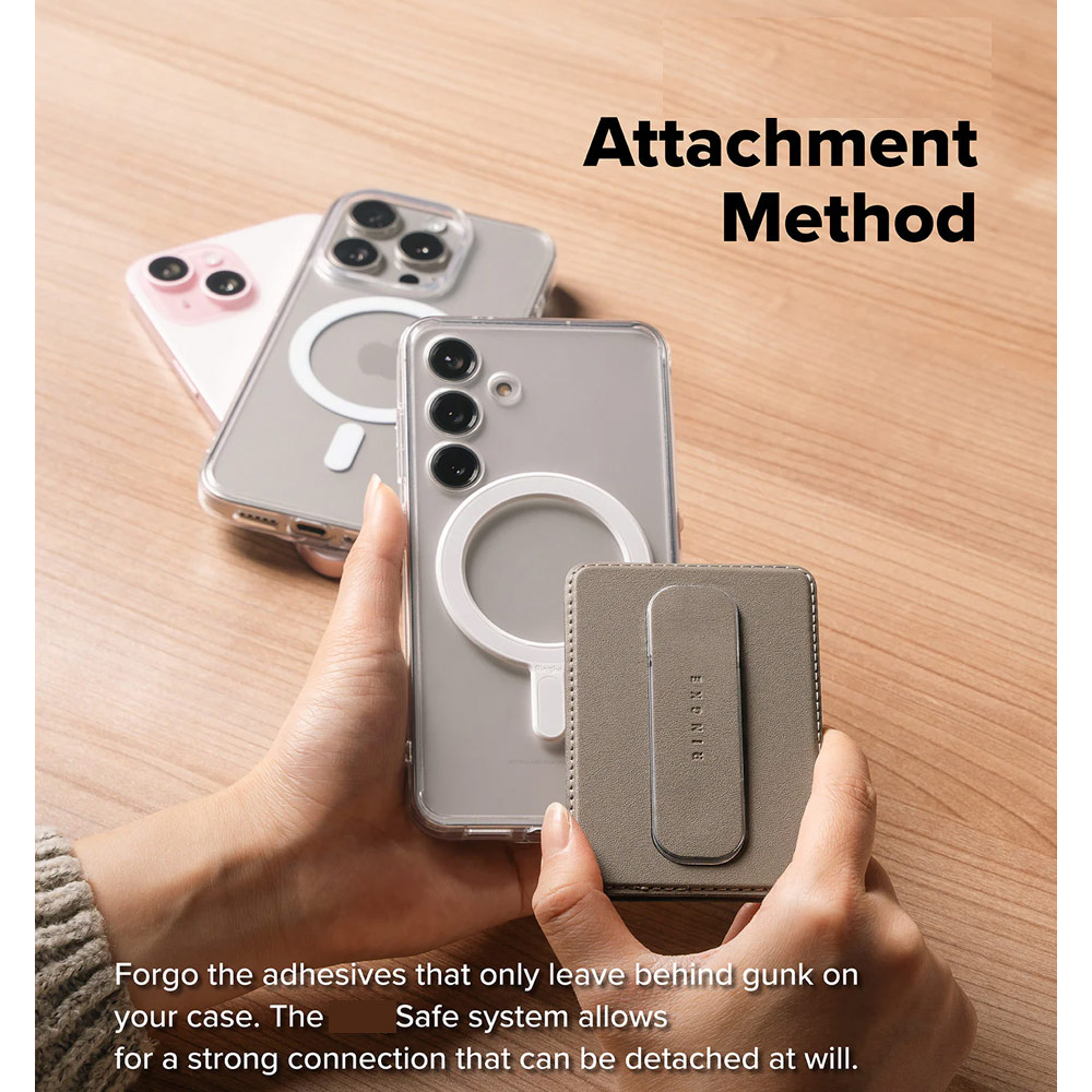 Picture of Apple iPhone 15 Pro Max 6.7  | Ringke Slide Grip PU Wallet Magnetic for iPhone 15 iPhone 16 Pro Max Card Holder Phone Stand (Taupe Brown)