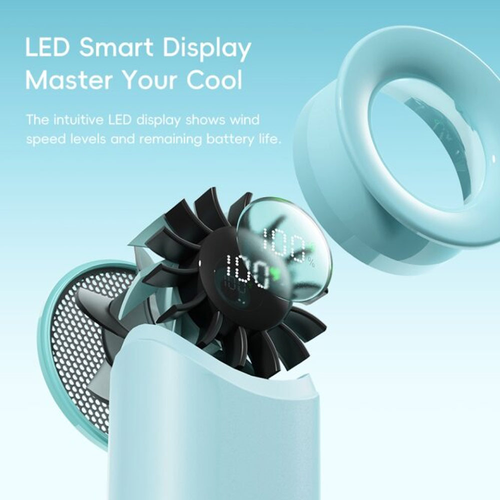 Picture of Rock Crayon ShinChan 5 Ultra Speed Strong Wind Force Portable Mini Handheld Fan 3000mAh 17400RPM (Mint Green)