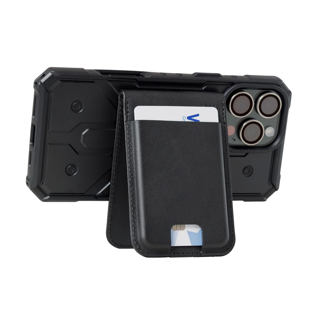 Picture of Apple iPhone 13 6.1  | UAG Metropolis Vegan Leather MagSafe Wallet and Stand Kickstand Card Holder Phone Stand (PU Leather)