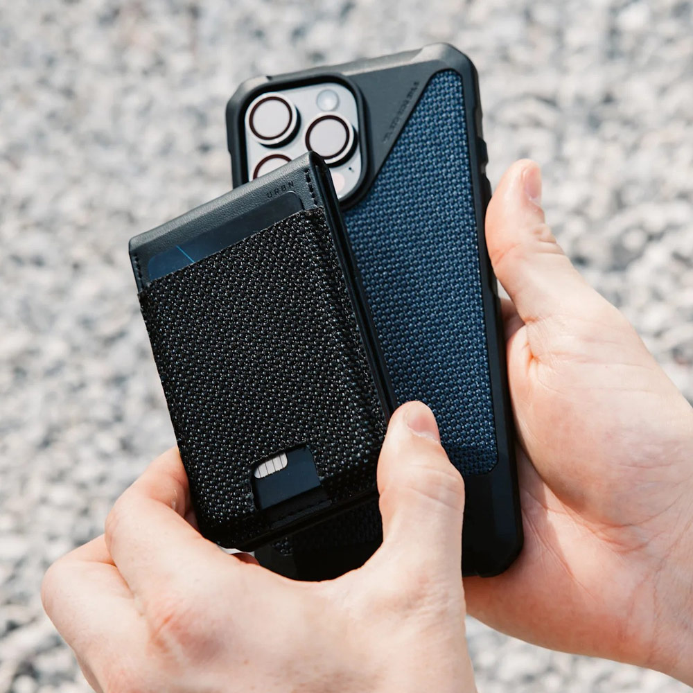 Picture of Apple iPhone 13 6.1  | UAG Metropolis Kevlar Leather MagSafe Wallet and Stand Kickstand Card Holder Phone Stand (Kevlar)