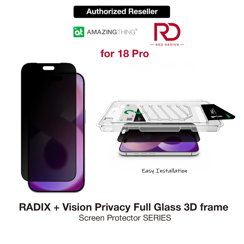 Picture of Amazingthing RADIX Vision Privacy Full Tempered Glass 3D Frame Screen Protector for iPhone 18 Pro - Privacy Apple iPhone 18 Pro- Apple iPhone 18 Pro Cases, Apple iPhone 18 Pro Covers, iPad Cases and a wide selection of Apple iPhone 18 Pro Accessories in Malaysia, Sabah, Sarawak and Singapore 