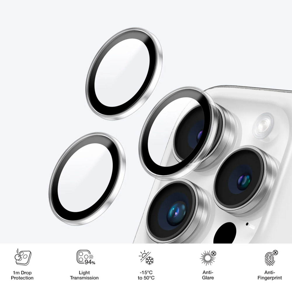 Picture of Apple iPhone 16 Pro 6.3  | Amazingthing Supreme AR Camera Lens Glass Aluminum Frame Defender Tempered Glass Protector for iPhone 16 Pro 6.3 iPhone 16 Pro Max 6.9 (3PCS Dark Black)