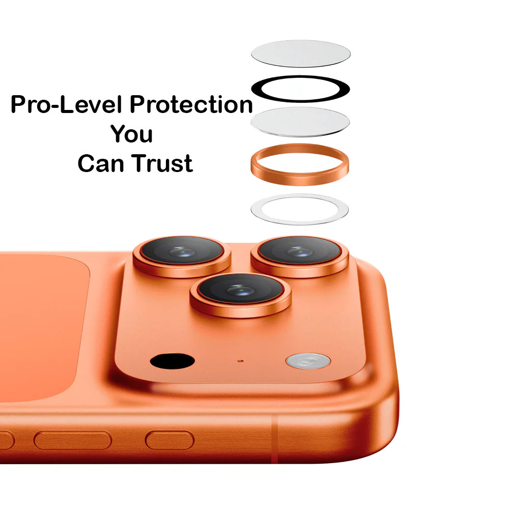 Picture of Apple iPhone 17 Pro 6.3  | Amazingthing Supreme AR Lens Glass Aluminum Tempered Glass Lens Protector for iPhone 17 Pro 6.3 iPhone 17 Pro Max 6.9 (3PCS Orange)