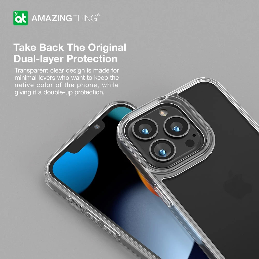 Picture of Apple iPhone 13 Pro 6.1 Case | Amazingthing Minimal Drop Proof Case for iPhone 13 Pro 6.1 (Transparent Clear)
