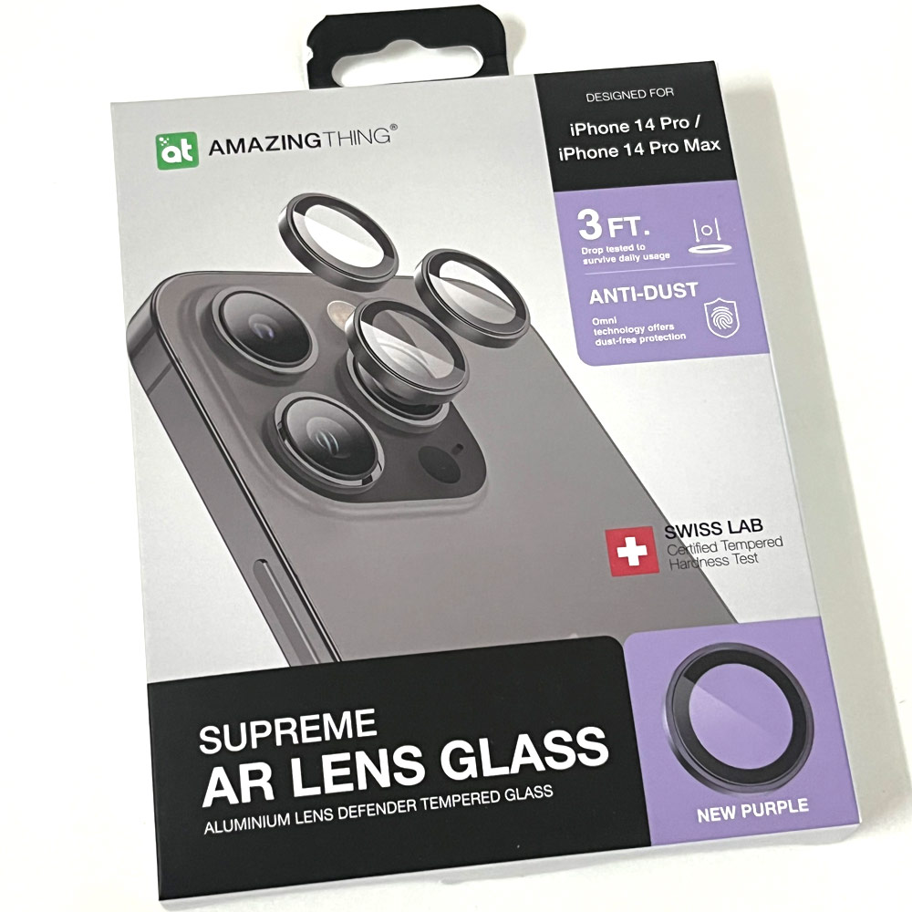 Picture of Apple iPhone 14 Pro 6.1  | Amazingthing Supreme AR Lens Glass Aluminum Defender Tempered Glass Protector for iPhone 14 Pro 6.1 iPhone 14 Pro Max 6.7 (3PCS New Purple)