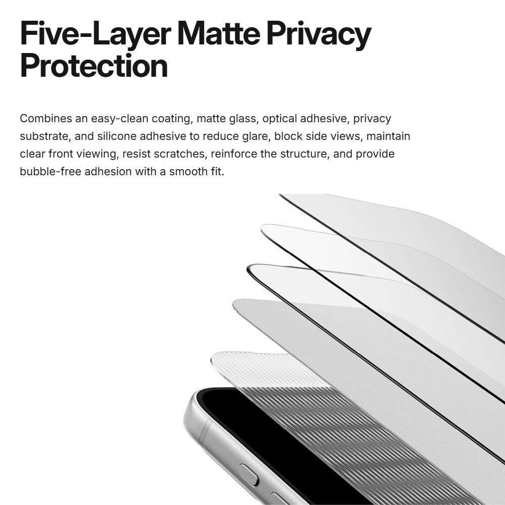 Picture of Apple iPhone 18 Pro Screen Protector | Amazingthing Titan Care Matte Privacy 3D Frame Full Tempered Glass Screen Protector with Dust Filter for iPhone 18 Pro - Matte Privacy