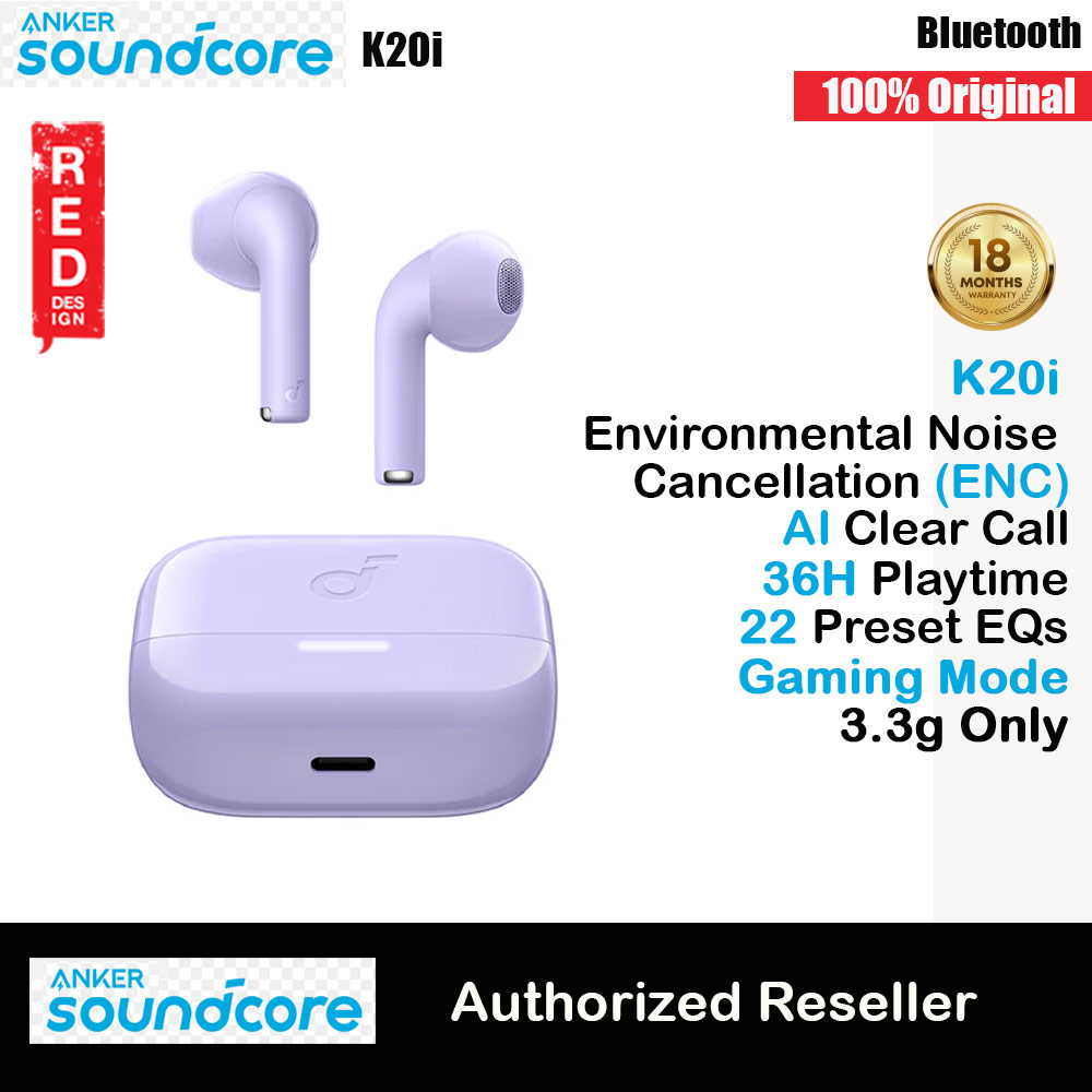 Picture of Soundcore by Anker K20i In Ear TWS wireless earbuds 36 Hours Playtime AI Clear Call (Purple) Red Design- Red Design Cases, Red Design Covers, iPad Cases and a wide selection of Red Design Accessories in Malaysia, Sabah, Sarawak and Singapore 