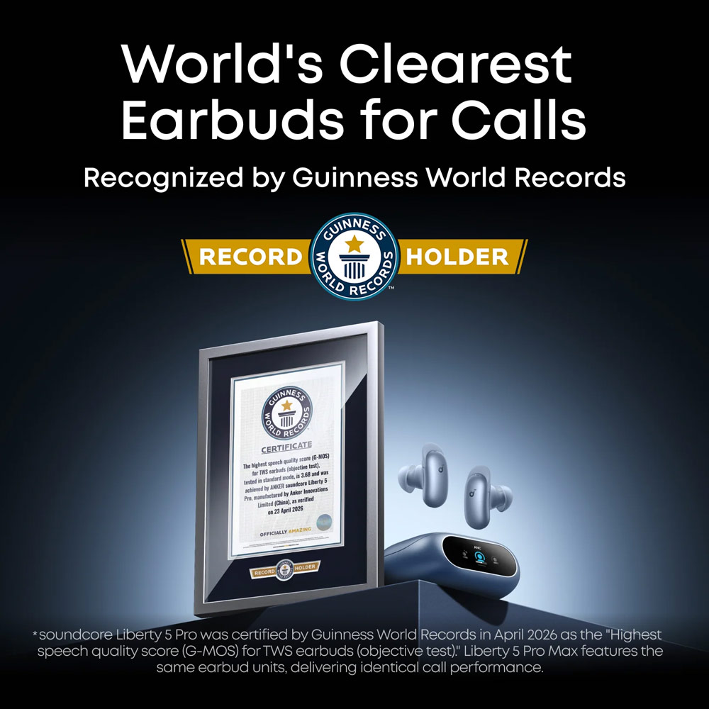 Picture of Soundcore by Anker Liberty 5 Pro ANC Wireless Earbuds Guinness World Records Clearest Clear Calls Adaptive Noise Cancelling LDAC Hi-Res Audio TWS Earbuds (Pearl White)