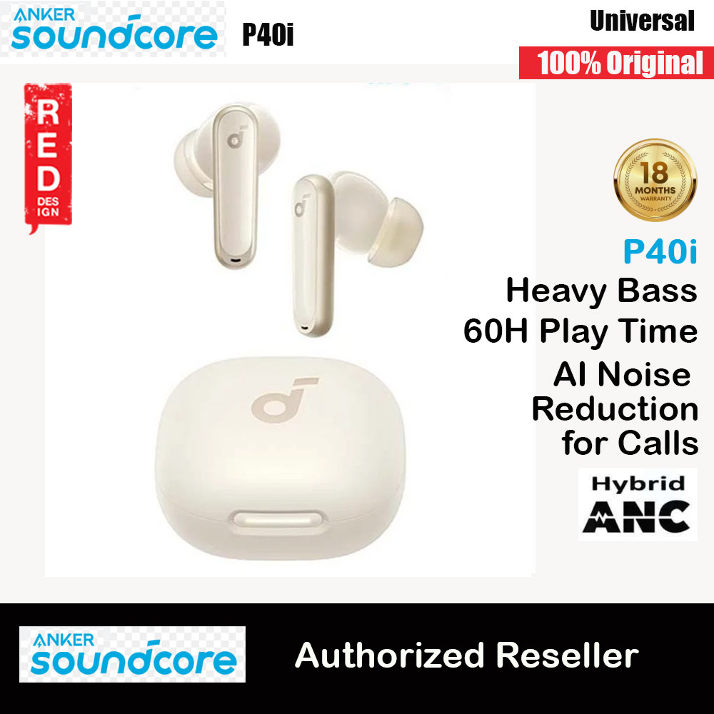 Picture of Anker Soundcore P40i Wireless Earbuds With Noise Cancelling Adaptive Heavy Bass 60H Playtime (White) Red Design- Red Design Cases, Red Design Covers, iPad Cases and a wide selection of Red Design Accessories in Malaysia, Sabah, Sarawak and Singapore 