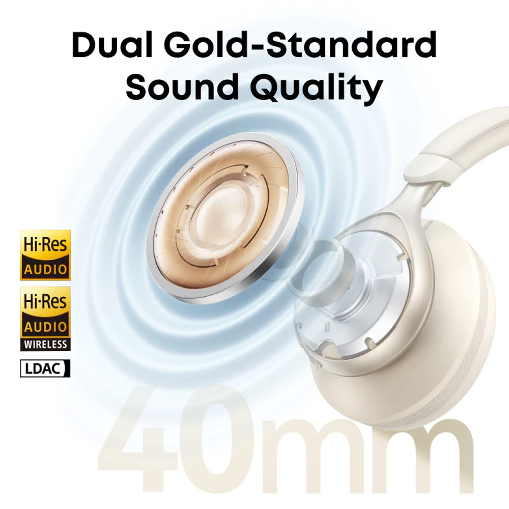 Picture of Soundcore by Anker Space One Headphones Hi-Res Sound Hybrid Active Noise Cancelling Headsets ANC TWS-A3035 (Cream)