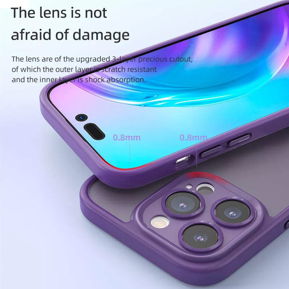 Picture of Apple iPhone 14 Pro Max 6.7 Case | Rock Guard Touch Lens Protection Anti Finger Print Drop Protection Case for iPhone 14 Pro Max 6.7 (Matte Purple)