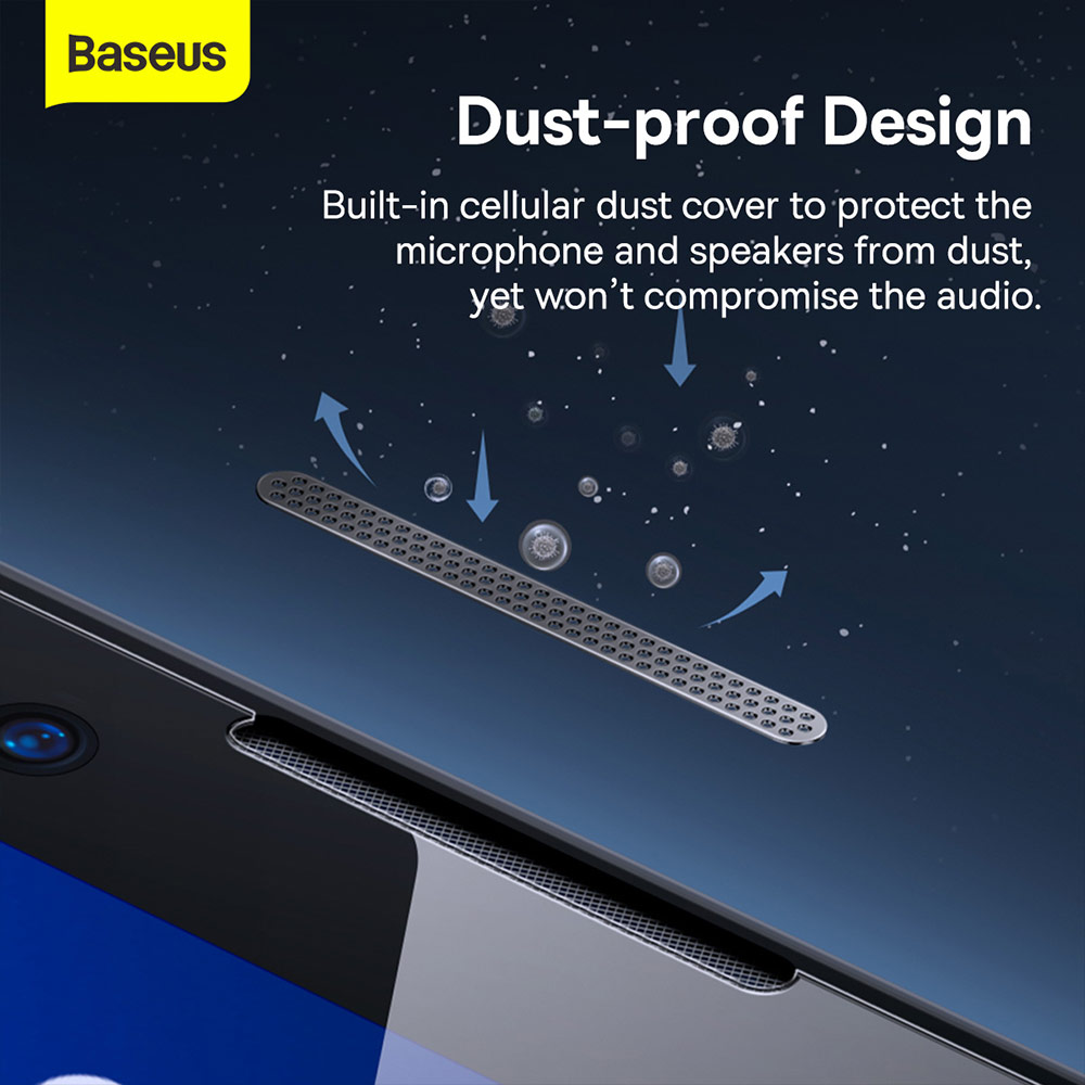 Picture of Apple iPhone 13 Pro Max 6.7  | Baseus Full Coverage Invisible Tempered Glass with Cellular Dust Prevention for iPhone 13 Pro Max 6.7 (HD Clear 2pcs)