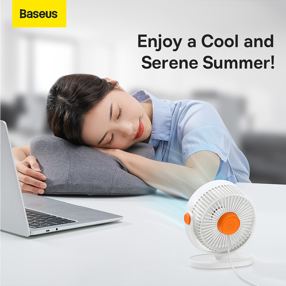 Picture of Baseus USB Mini Desktop Fan Home Office Wall Hanging Gift Idea Portable Fans (White)