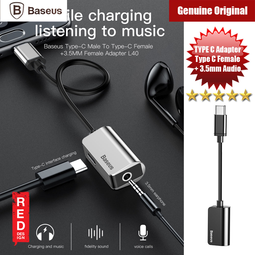 Picture of Baseus L40 Type C Male to Type C Female and 3.5mm female Adapter L40 (Black) Red Design- Red Design Cases, Red Design Covers, iPad Cases and a wide selection of Red Design Accessories in Malaysia, Sabah, Sarawak and Singapore 