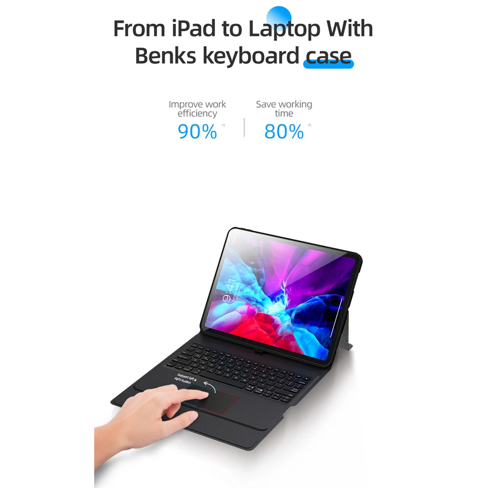 Picture of Apple iPad Pro 11 2nd gen 2020 Case | Benks Smart Keyboard Slim Stand Case with Touch Pad with Stylus Holder for iPad Pro 11 2020 2021