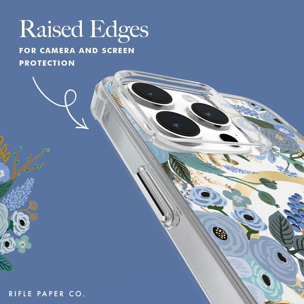 Picture of Apple iPhone 15 Pro Max 6.7  | Case Mate Case-Mate Rifle Paper Co Floral Design Drop Protection Case with Magnetic Charging for iPhone 15 Pro Max 6.7 (Garden Party Blue)