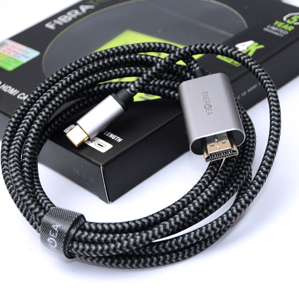 Picture of Energea Fibra Tough 24K Gold Plate 4K USB C  to HDMI Type C to HDMI Cable for Macbook Laptop with Type C Port (200cm)