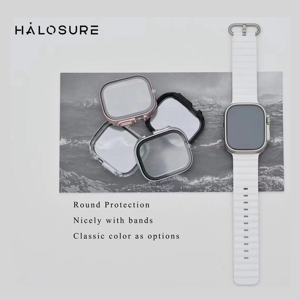 Picture of Apple Watch 49mm	Ultra Case | Halosure Coraza Series Case with High Sensitivity Touch 9H Tempered Glass for Apple Watch 49mm Ultra (Black)