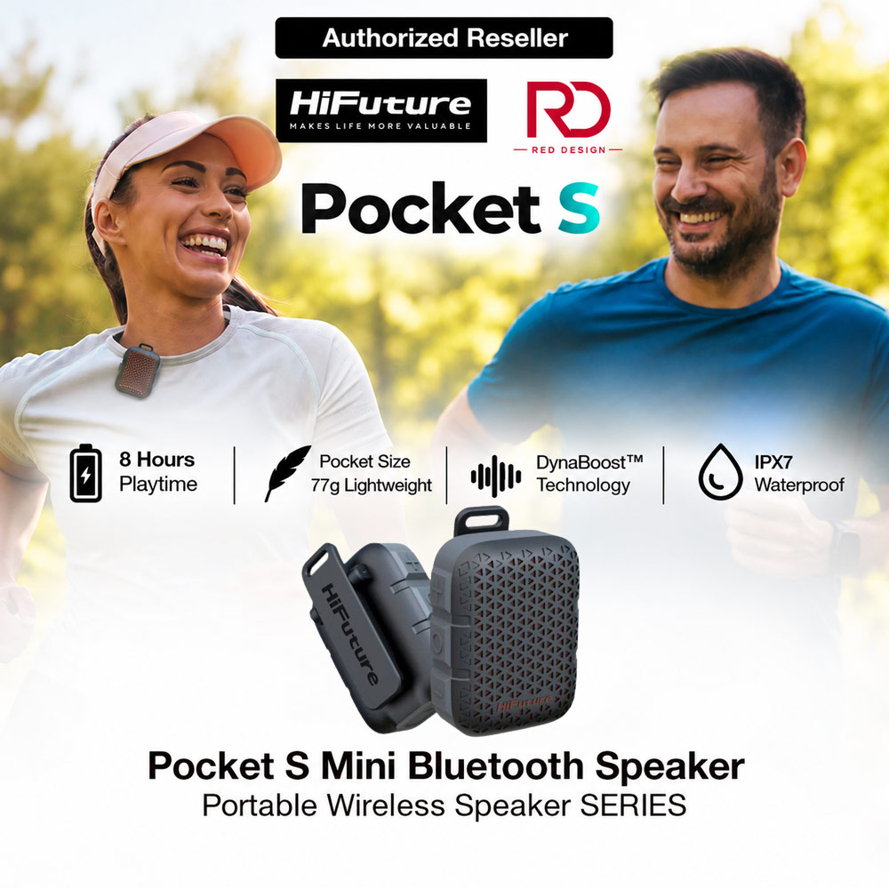 Picture of HiFuture Pocket S Mini Bluetooth Speaker Portable Wearable Clip Speaker IPX7 Waterproof Lightweight Travel Speaker - Black Red Design- Red Design Cases, Red Design Covers, iPad Cases and a wide selection of Red Design Accessories in Malaysia, Sabah, Sarawak and Singapore 