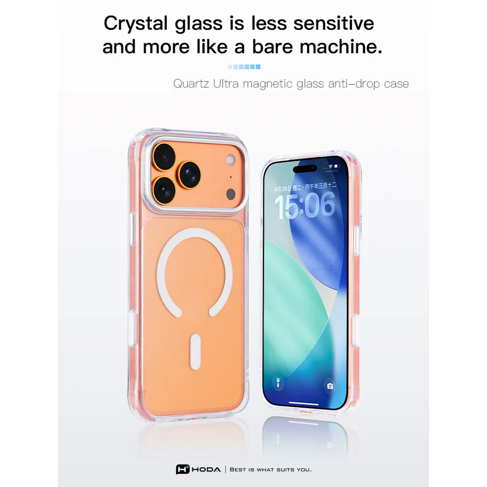 Picture of Apple iPhone 18 Pro Max Case | Hoda Crystal Ultra Case with Military Standard MagSafe Pure Surface TM with Camera Button for iPhone 18 Pro Max - Clear