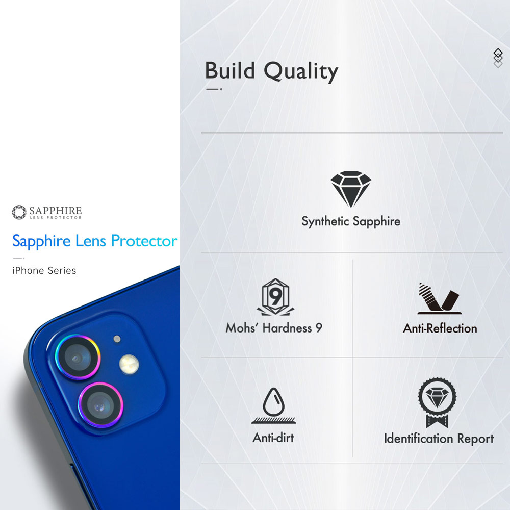 Picture of Apple iPhone 13 6.1  | Hoda Sapphire Lens Protector for iPhone 13 Mini 5.4 iPhone 13 6.1  (2PCS Star Light)