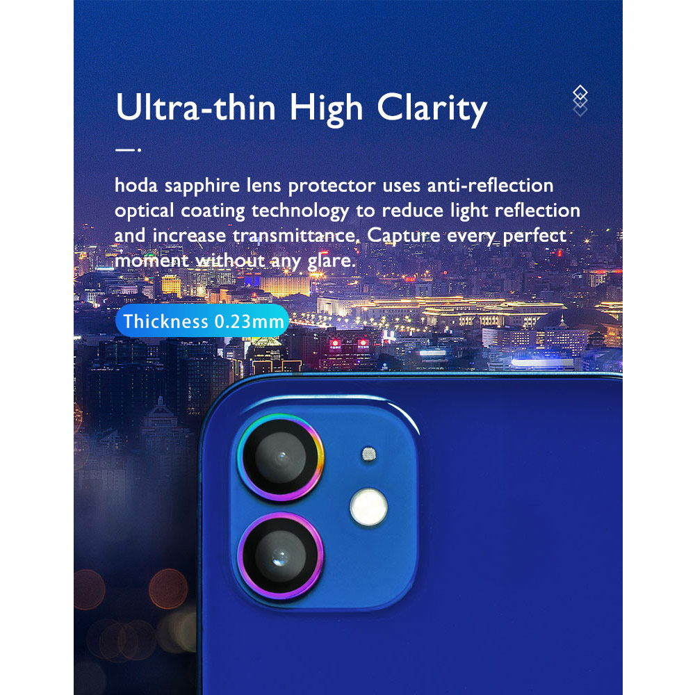 Picture of Apple iPhone 13 6.1  | Hoda Sapphire Lens Protector for iPhone 13 Mini 5.4 iPhone 13 6.1  (2PCS Star Light)