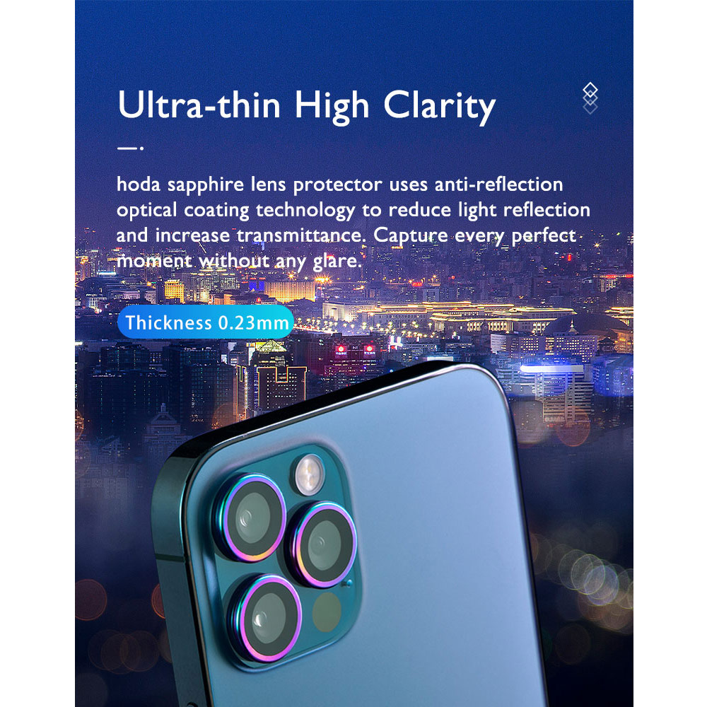 Picture of Apple iPhone 13 Pro 6.1  | Hoda Sapphire Lens Protector for iPhone 13 Pro 6.1 iPhone 13 Pro Max 6.7  (3PCS Graphite)