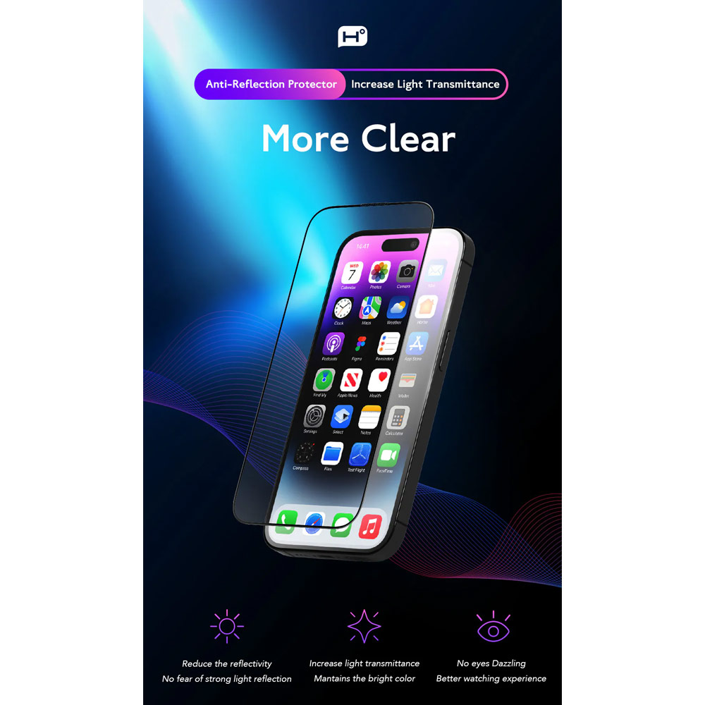 Picture of Apple iPhone Duo Case | Hoda Case Friendly Tempered Glass Screen Protector for iPhone Duo - Front Anti Reflection