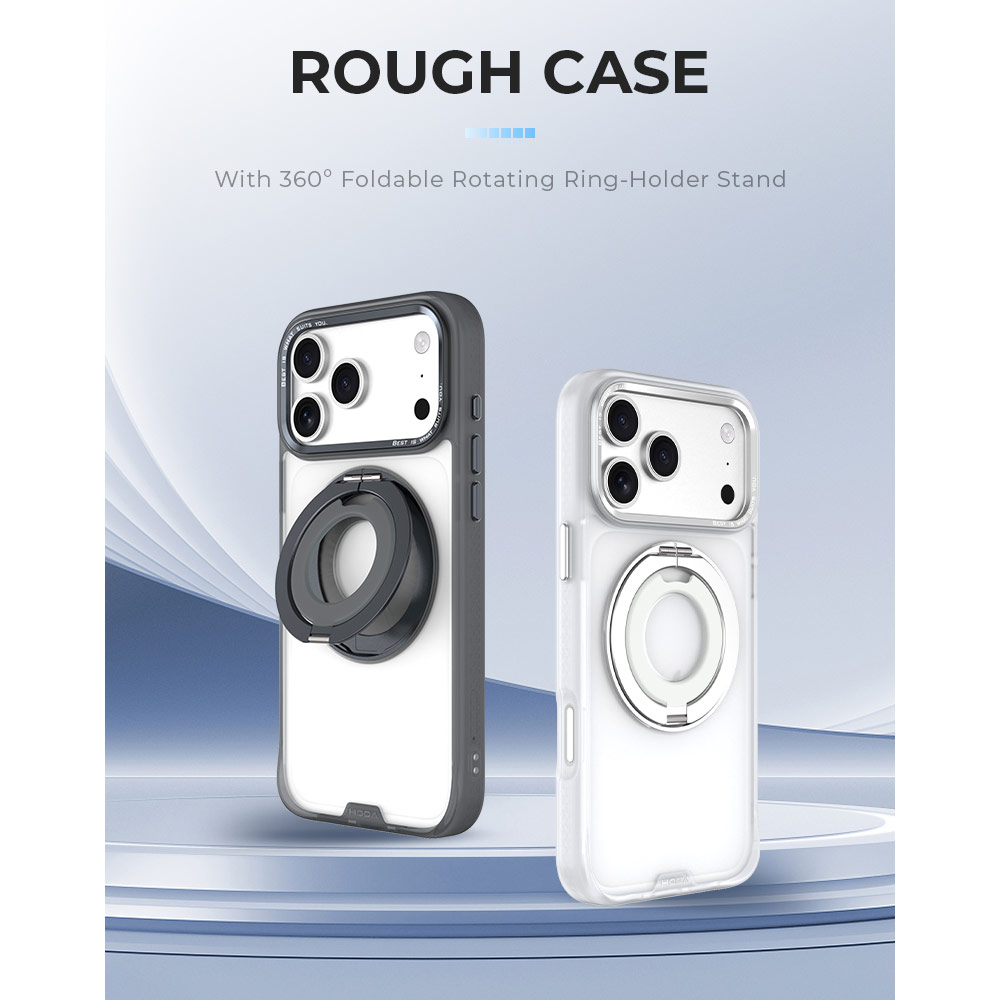 Picture of Apple iPhone 18 Pro Max Case | Hoda ROUGH Case Magnet with 360° foldable rotating ring-holder stand Enhanced with PureSurfaceTM for iPhone 18 Pro Max 17 Pro Max - Matte
