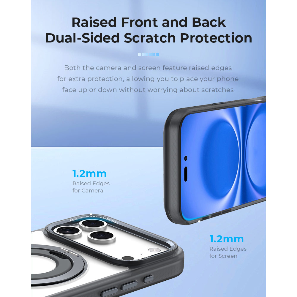 Picture of Apple iPhone 18 Pro Max Case | Hoda ROUGH Case Magnet with 360° foldable rotating ring-holder stand Enhanced with PureSurfaceTM for iPhone 18 Pro Max 17 Pro Max - Matte