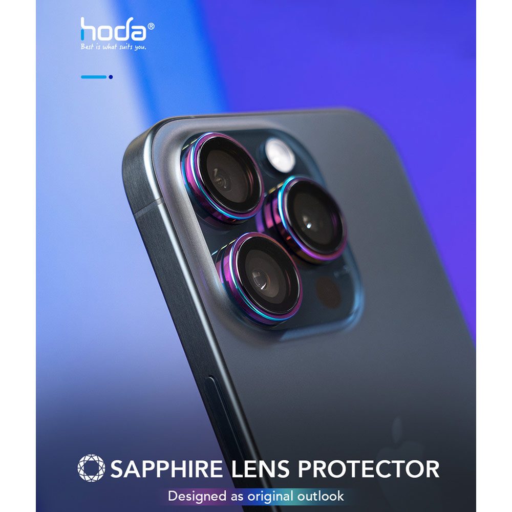 Picture of Apple iPhone 16 Pro 6.3  | Hoda Sapphire Lens Protector for iPhone 16 Pro 6.3 iPhone 16 Pro Max 6.9  (3PCS Desert Titanium)