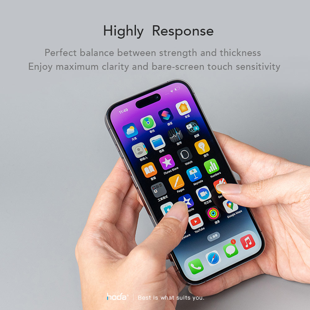Picture of Apple iPhone 14 Pro 6.1 Screen Protector | Hoda 0.33mm 2.5D Full Coverage Tempered Glass Screen Protector for Apple iPhone 14 Pro 6.1 (Black)