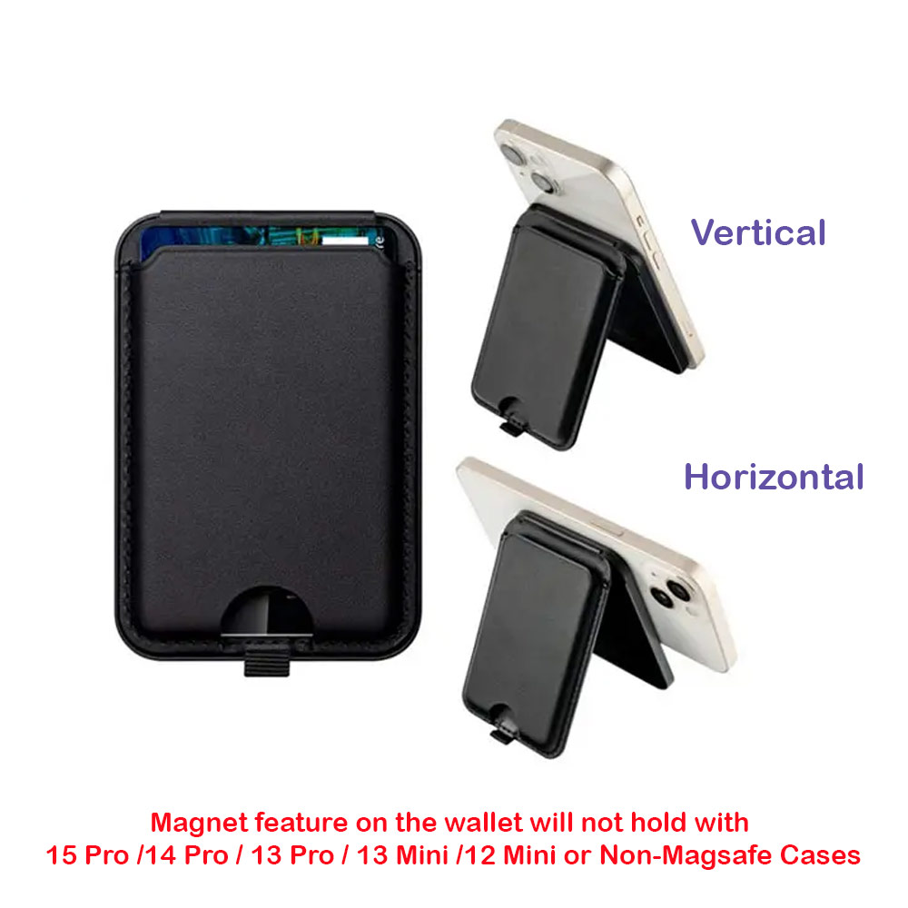 Picture of Apple iPhone 15 Pro Max 6.7  | iLex Premium PU Leather Snap Magnetic Magsafe Compatible Wallet and Stand Kickstand Card Holder Phone Stand PU Leather (Grey)