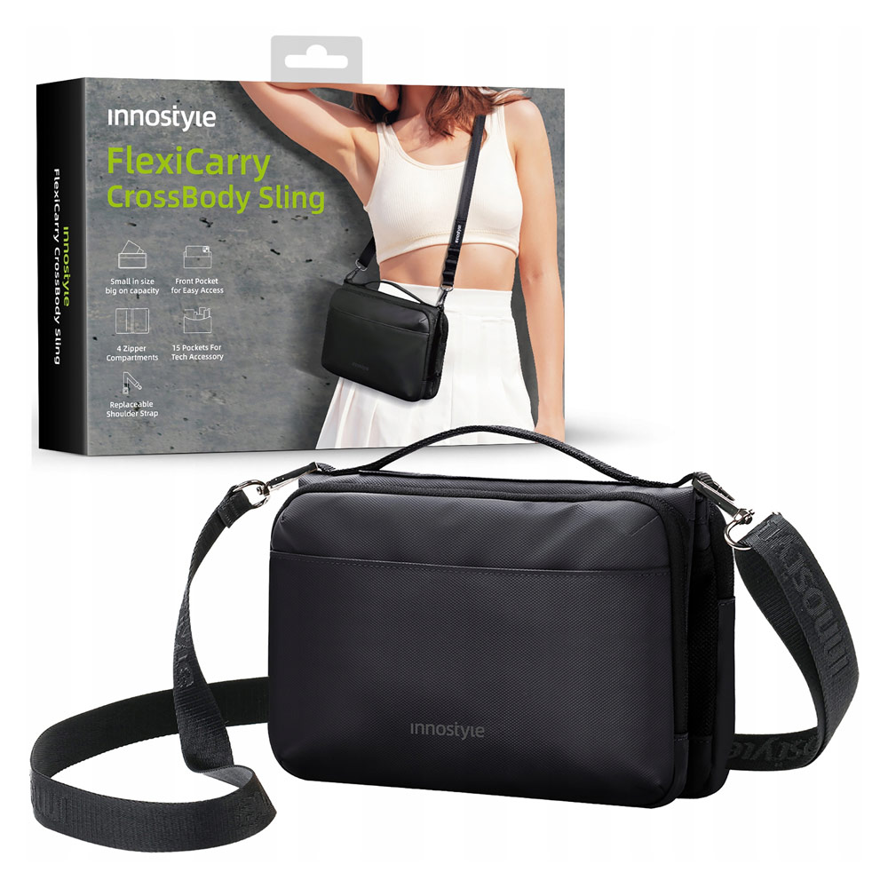 Picture of Innostyle FlexiCarry Crossbody Sling Shoulder Hand Carry Urban Style Bag Travel Bag (Classic Black)