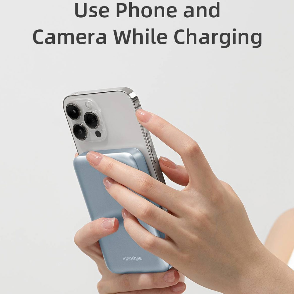 Picture of Innostyle PowerMag Slim Magnetic Wireless Charging with USB-C input output Fast Charge PowerBank (Lavender)