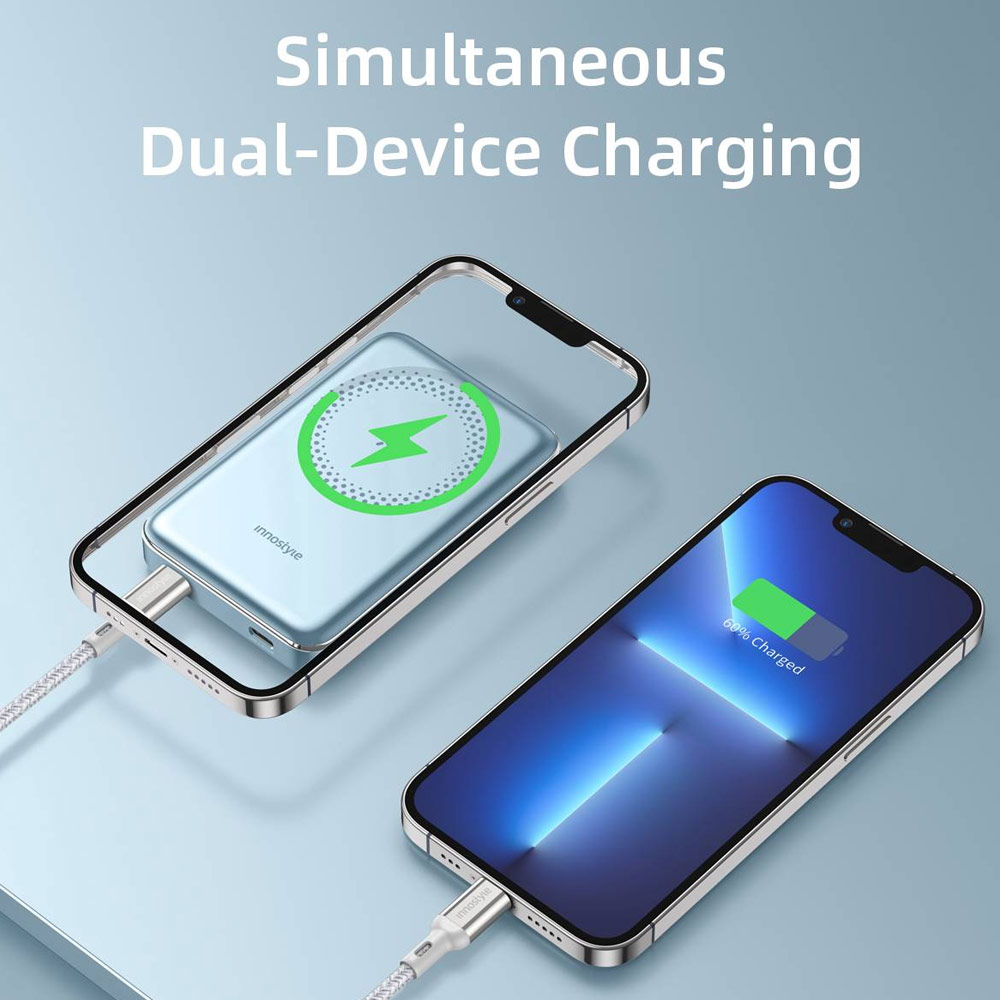 Picture of Innostyle PowerMag Slim Magnetic Wireless Charging with USB-C input output Fast Charge PowerBank (Lavender)