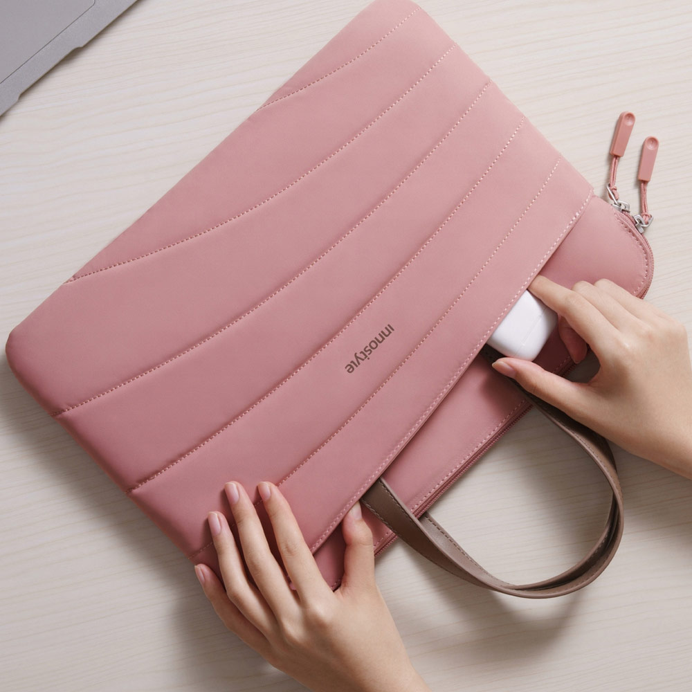 Picture of Innostyle CarryLite Slim Series Shock Proof Lightweight Laptop Notebook Hand Carry Sleeve with Front Compartment for up to 14 inches Laptop (Pink)
