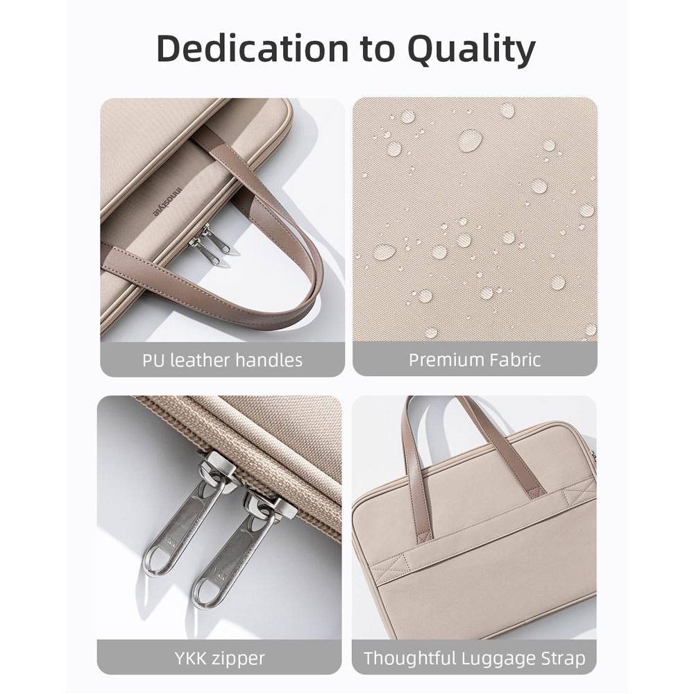 Picture of Innostyle Omiprotect Pro Series Shock Proof Laptop Notebook Hand Carry Sleeve with Front Compartment for up to 14 inches Laptop (Khaki)